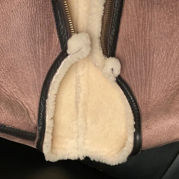 Men's Brown Shearling Bomber Jacket - Picture 9 of 15